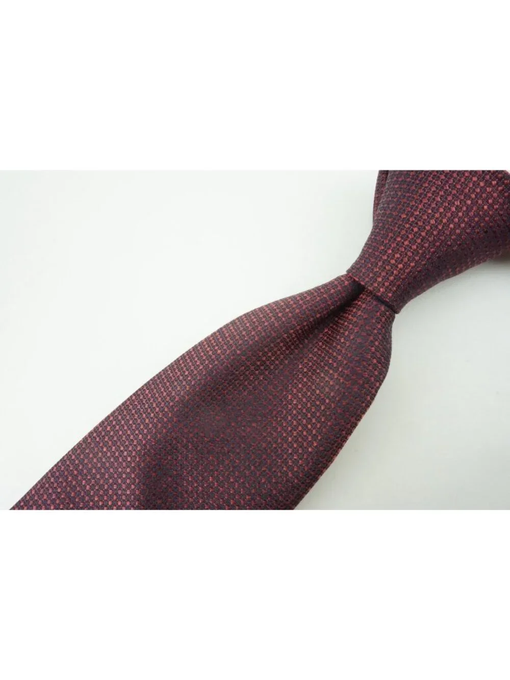 Canali Cherry Red Birdseye Woven 100% Silk Tie Brand New With Tags